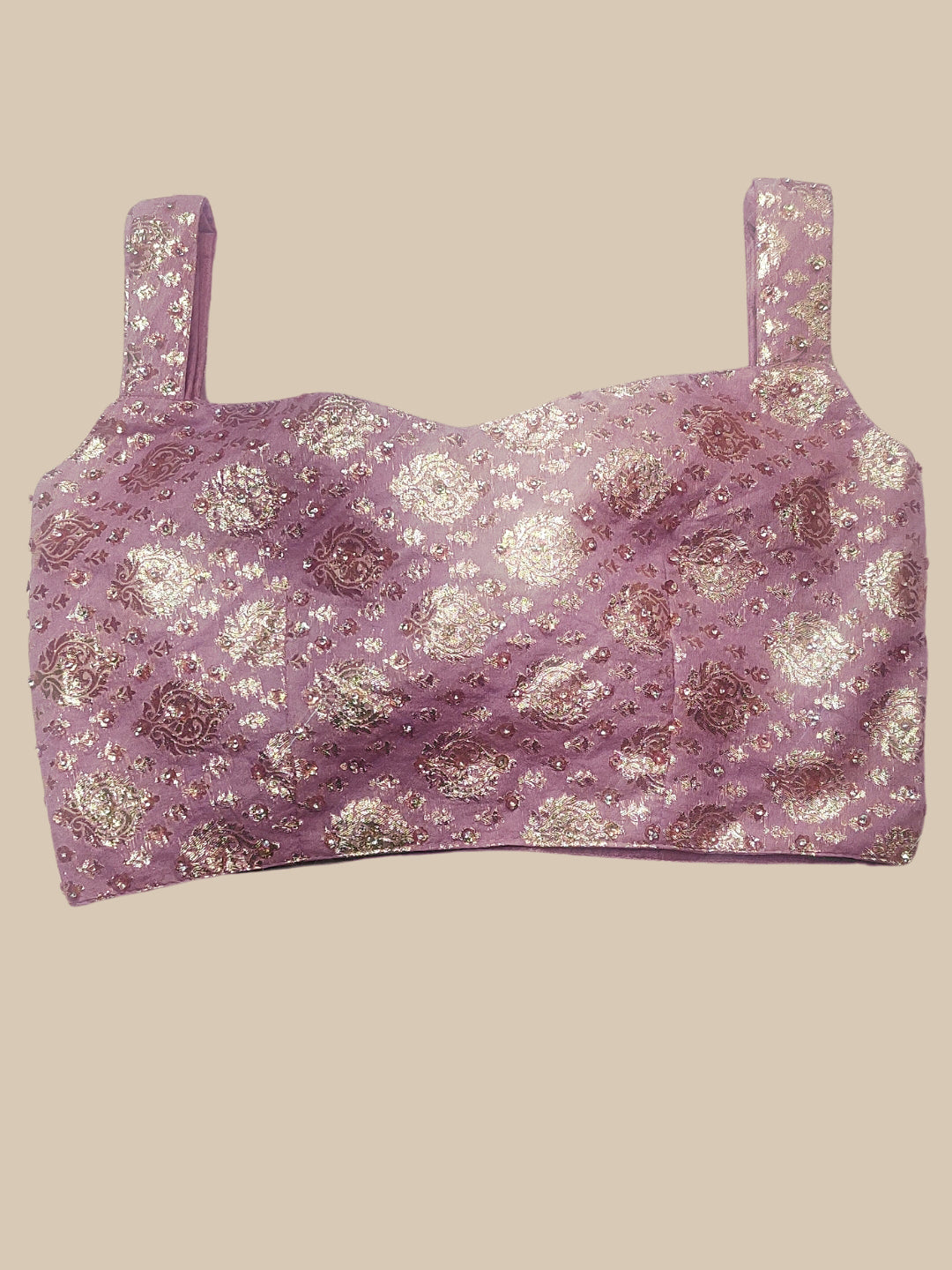 Mauve Belted Saree with Banarasi Brocade Blouse