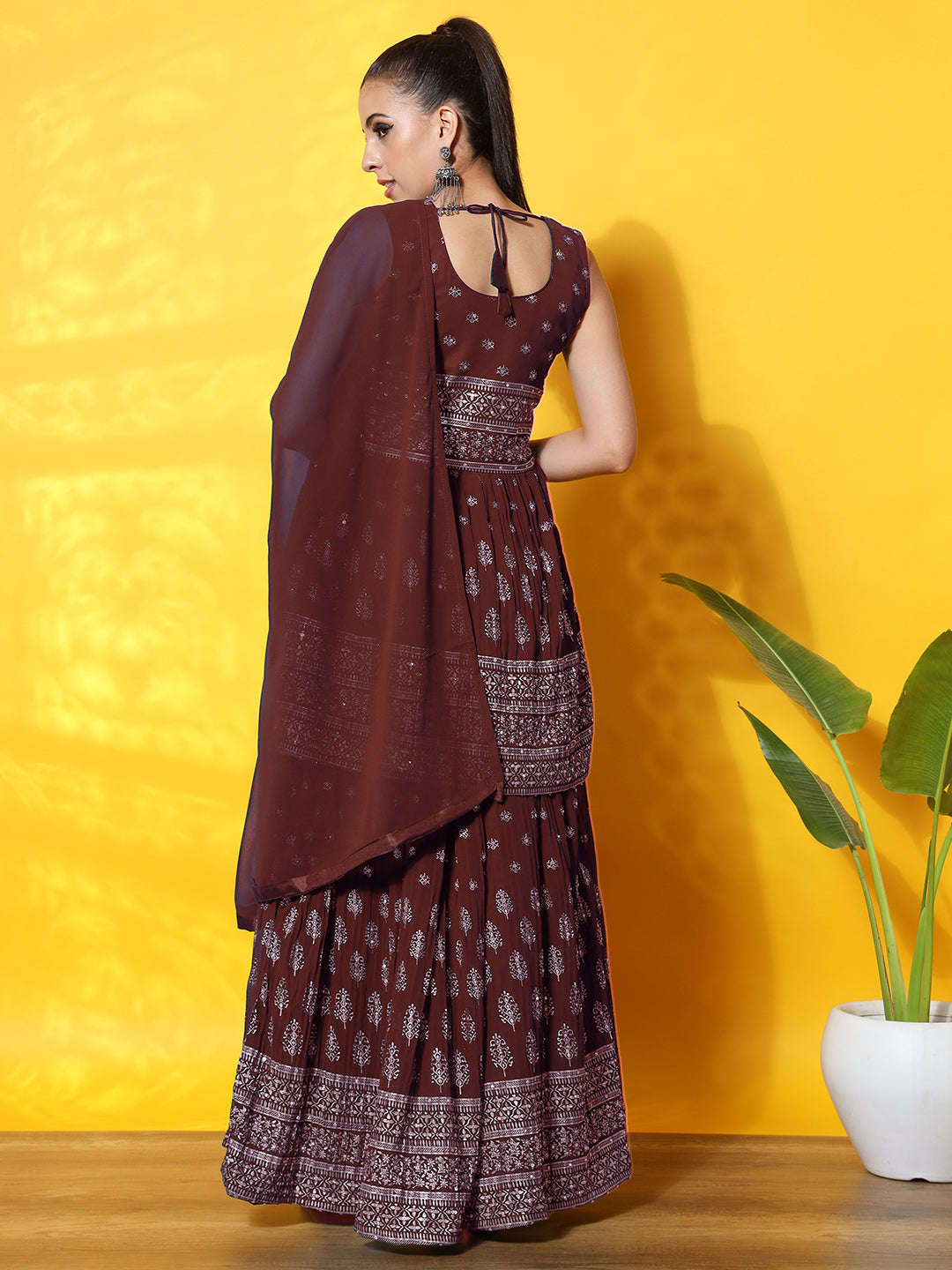 Foil Print Peplum Style Georgette Gharara Set with Peplum Kurta