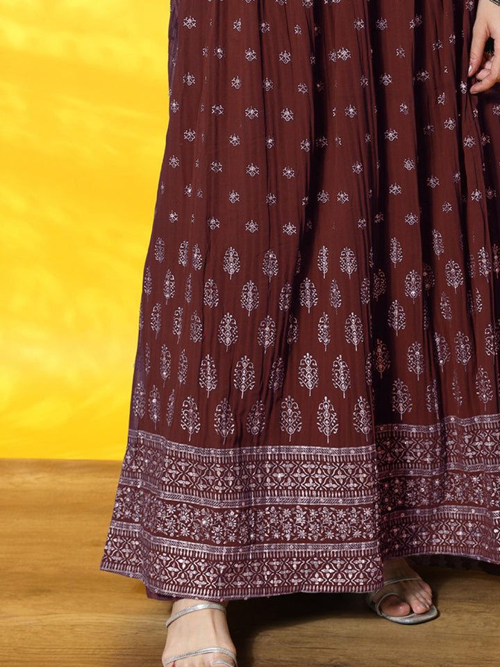 Foil Print Peplum Style Georgette Gharara Set with Peplum Kurta
