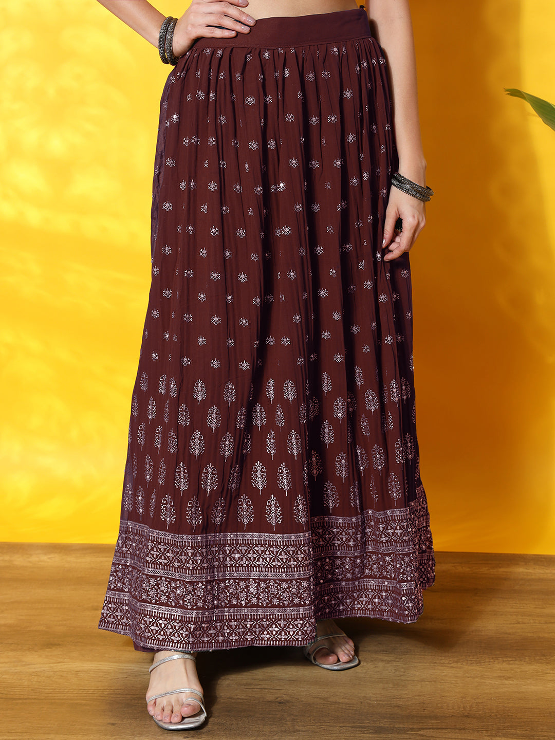 Foil Print Peplum Style Georgette Gharara Set with Peplum Kurta