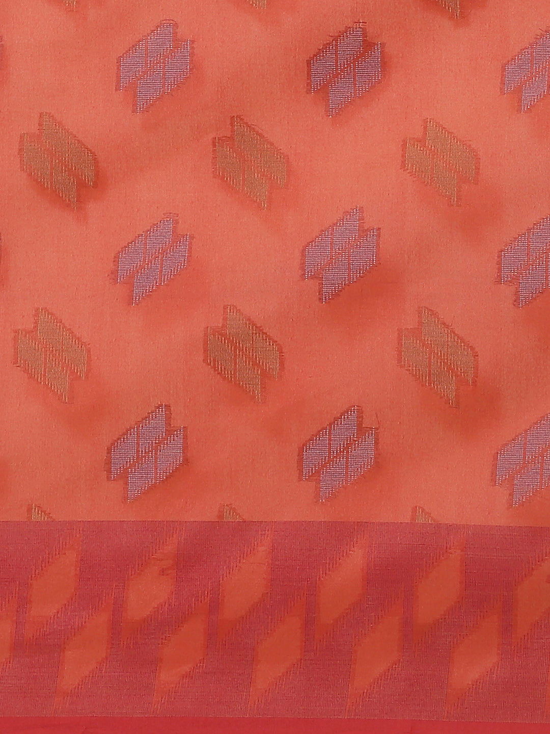 Handloom Chanderi Saree with Abstract woven pattern and a contrast border
