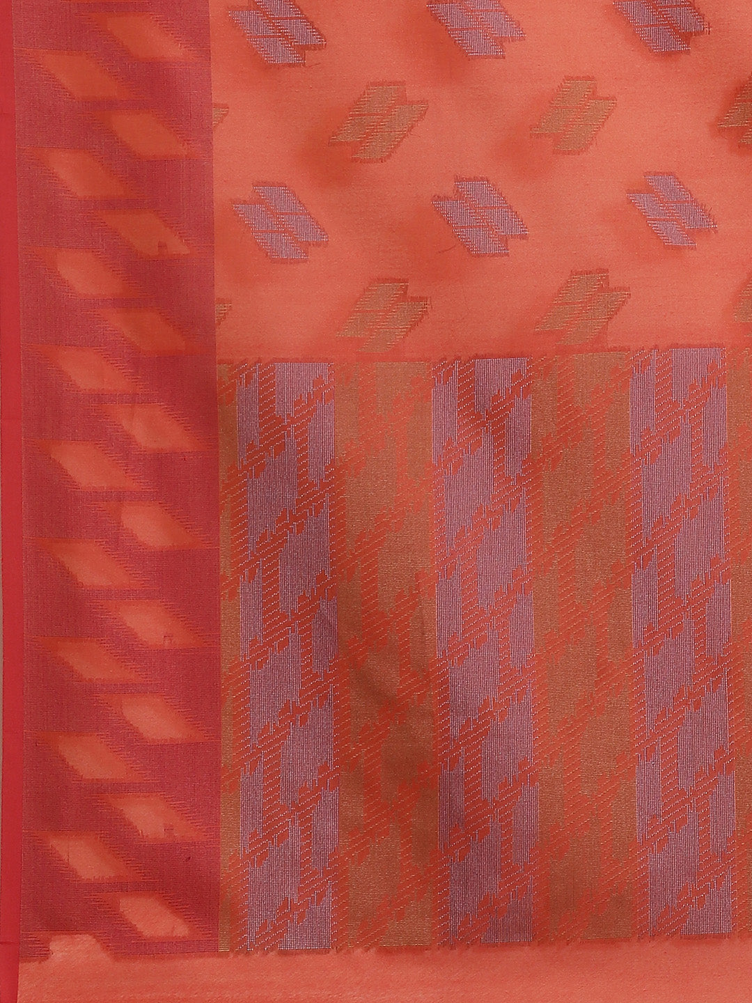 Handloom Chanderi Saree with Abstract woven pattern and a contrast border