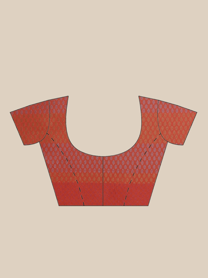 Handloom Chanderi Saree with Abstract woven pattern and a contrast border