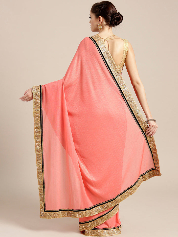 Shimmer Georgette Saree with Pearl Crystal Embellished Border