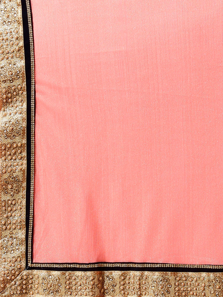 Shimmer Georgette Saree with Pearl Crystal Embellished Border