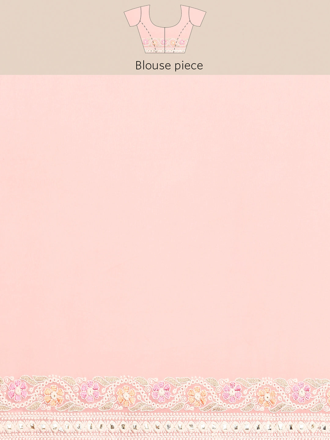 Pastel Pink Georgette White Thread Floral Embroidered Ethnic Saree