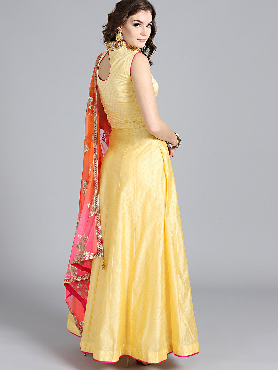 Embellished Anarkali Suit with Sequinned Ombre Dupatta
