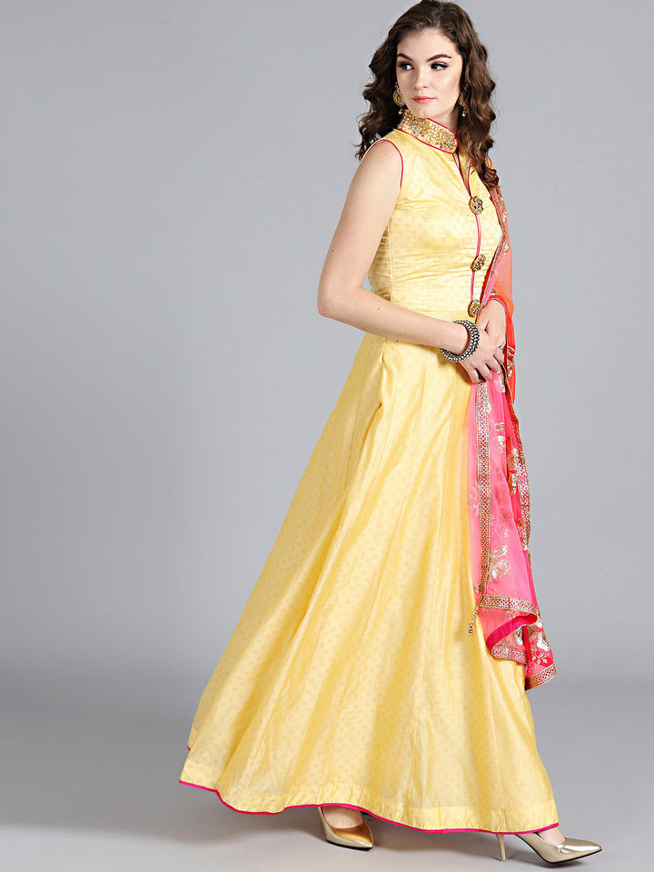 Embellished Anarkali Suit with Sequinned Ombre Dupatta