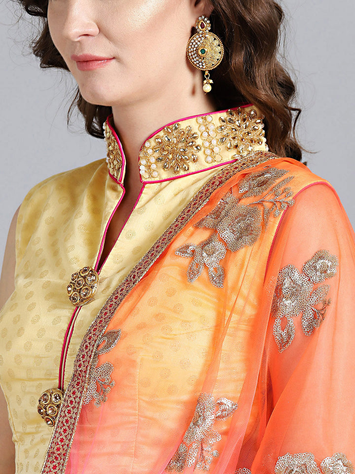 Embellished Anarkali Suit with Sequinned Ombre Dupatta