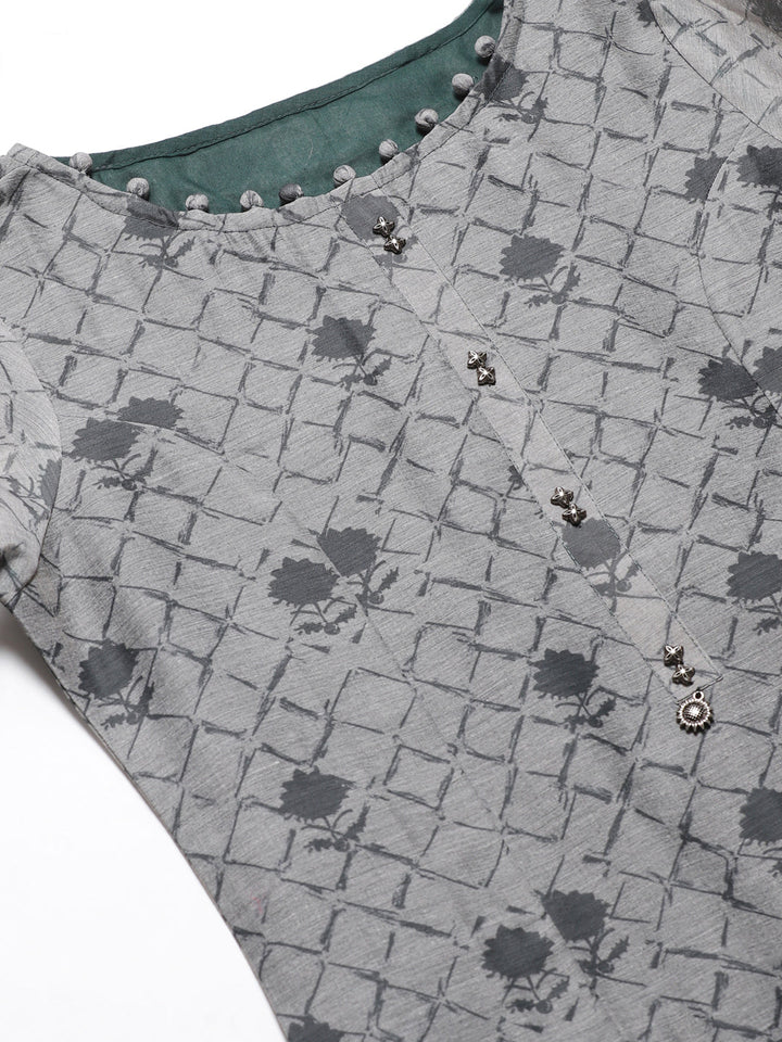 Chanderi Silk Dress Material with Digital Handloom & Indie Print with Maheshwari Dupatta