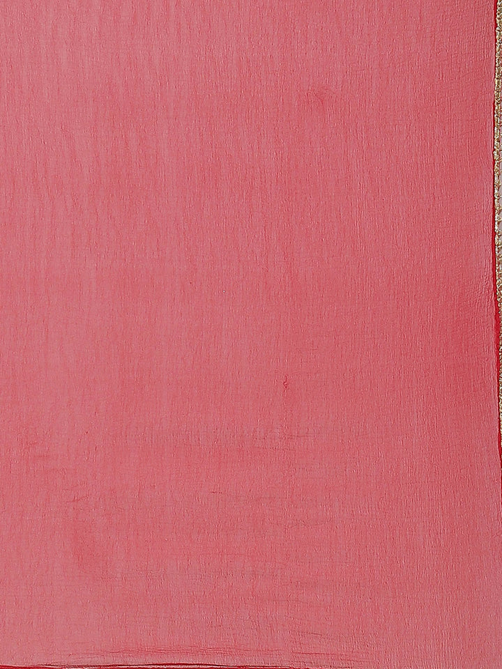 Made to Measure Magenta Sequence And Gota-Patti Work Kurta, Unstiched Sharara Set with Chiffon Dupatta