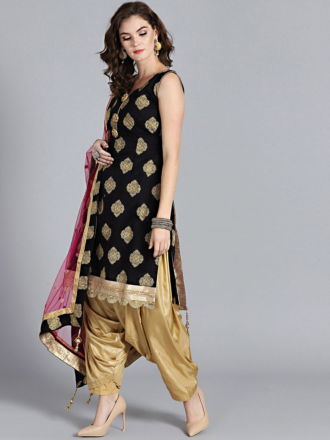 Colorblocked Patiala Suit with Embroidered Dupatta