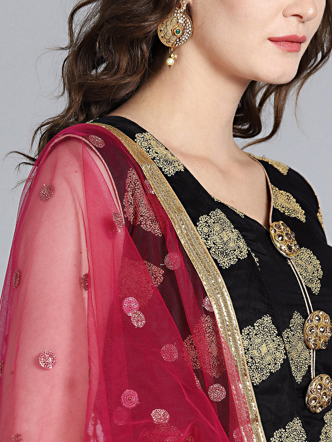 Colorblocked Patiala Suit with Embroidered Dupatta