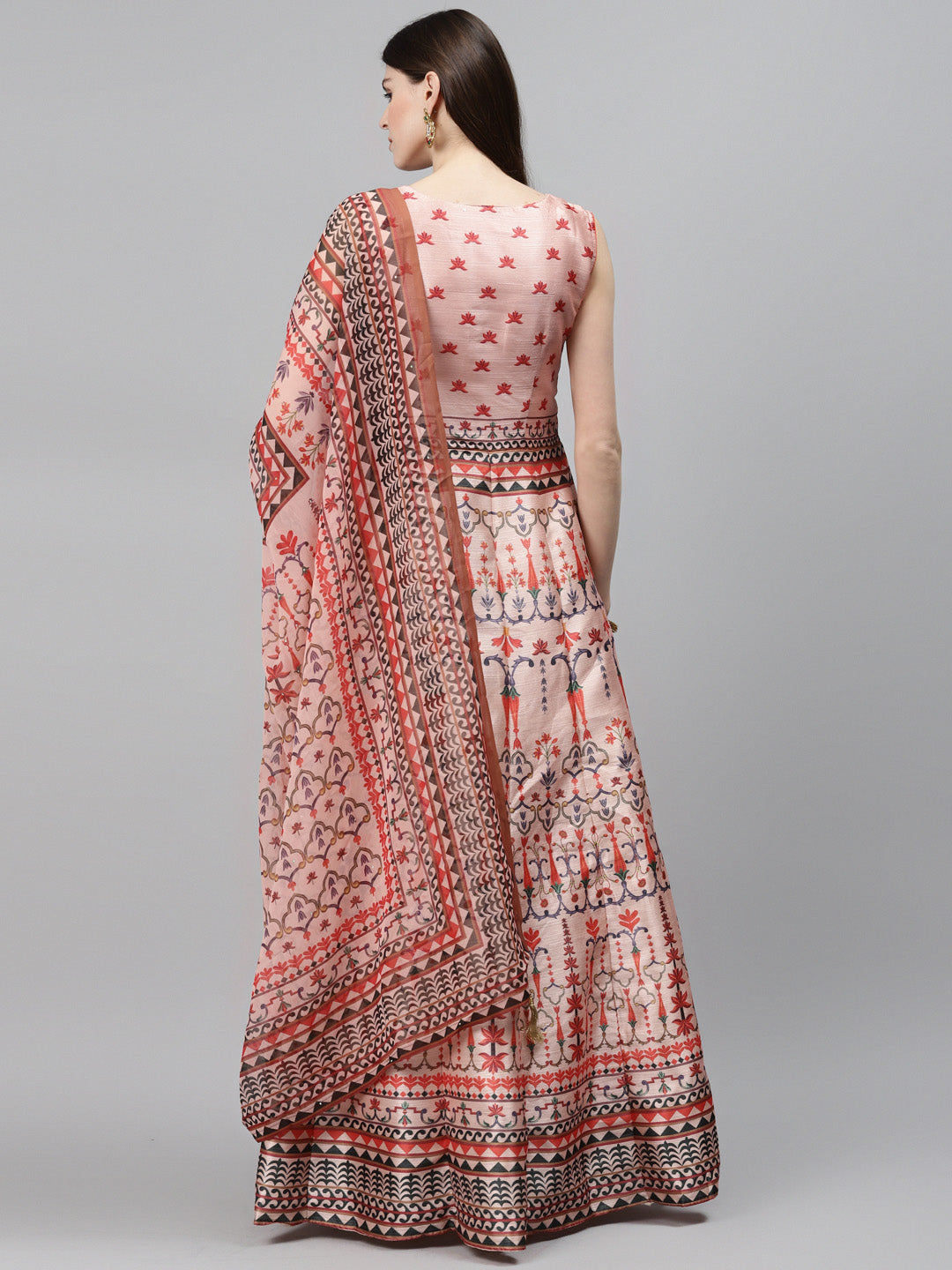 Made to Measure Anarkali Cocktail Gown with Bohemian Print in summer floral pattern