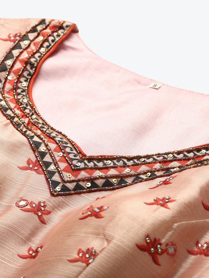 Made to Measure Anarkali Cocktail Gown with Bohemian Print in summer floral pattern