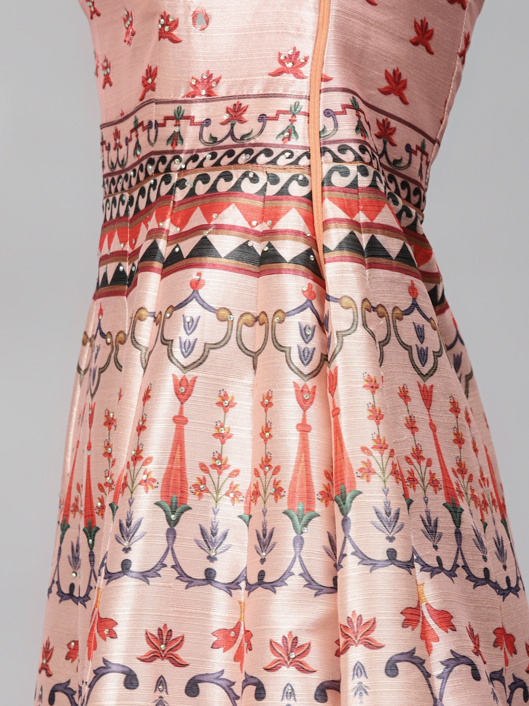 Made to Measure Anarkali Cocktail Gown with Bohemian Print in summer floral pattern