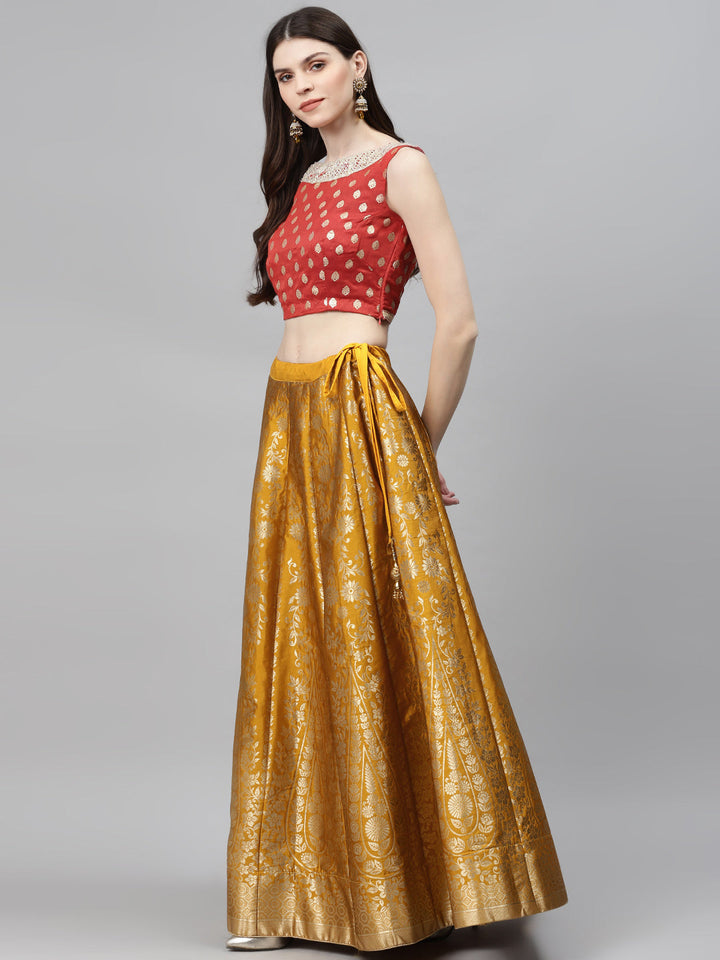 Banarasi Silk Kaildar Lehenga with Zari woven Floral and Paisley motifs