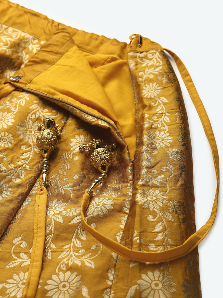 Banarasi Silk Kaildar Lehenga with Zari woven Floral and Paisley motifs