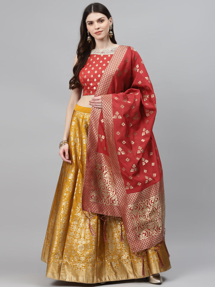 Banarasi Silk Kaildar Lehenga with Zari woven Floral and Paisley motifs