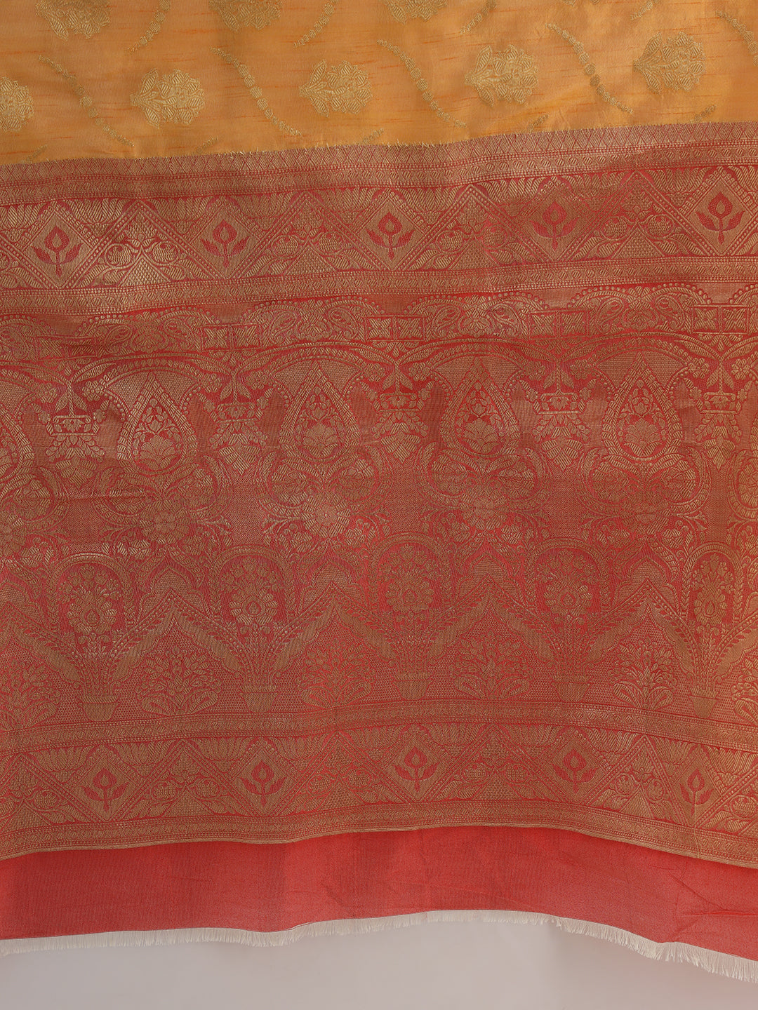 Floral Banarasi Silk Saree with Zari woven pattern Contrast Border