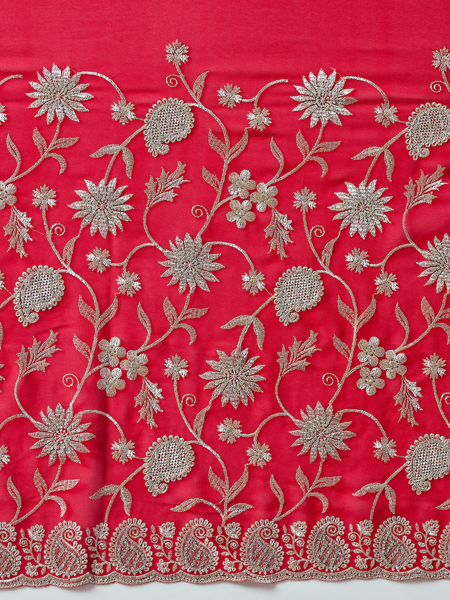 Paisley Zari Embroidered Festive Georgette Saree With Cut-Work Border