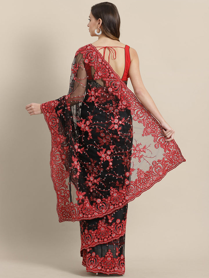 Net Resham Embroidered Cocktail Saree