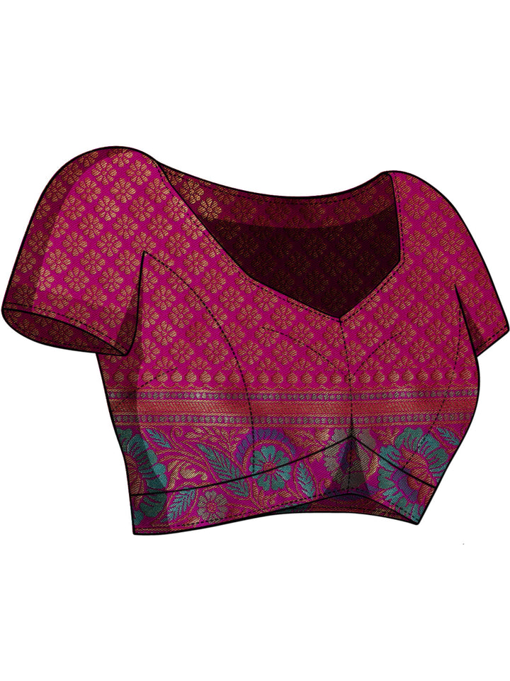 Traditional Brocade Handloom Mysore Silk Saree with Multicolor Meenakari Zari Weaving