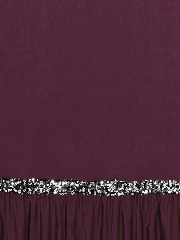Ruffled Ready to Wear Saree with SIlver Sequence Embellishments