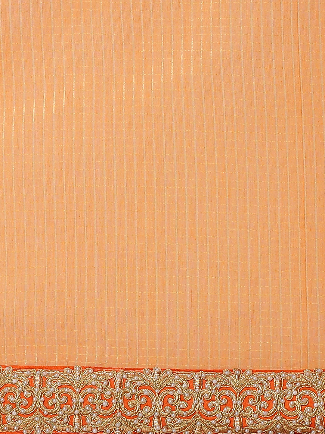 Orange Gharchola Saree With Sequence Border & Embellished Gota Blouse