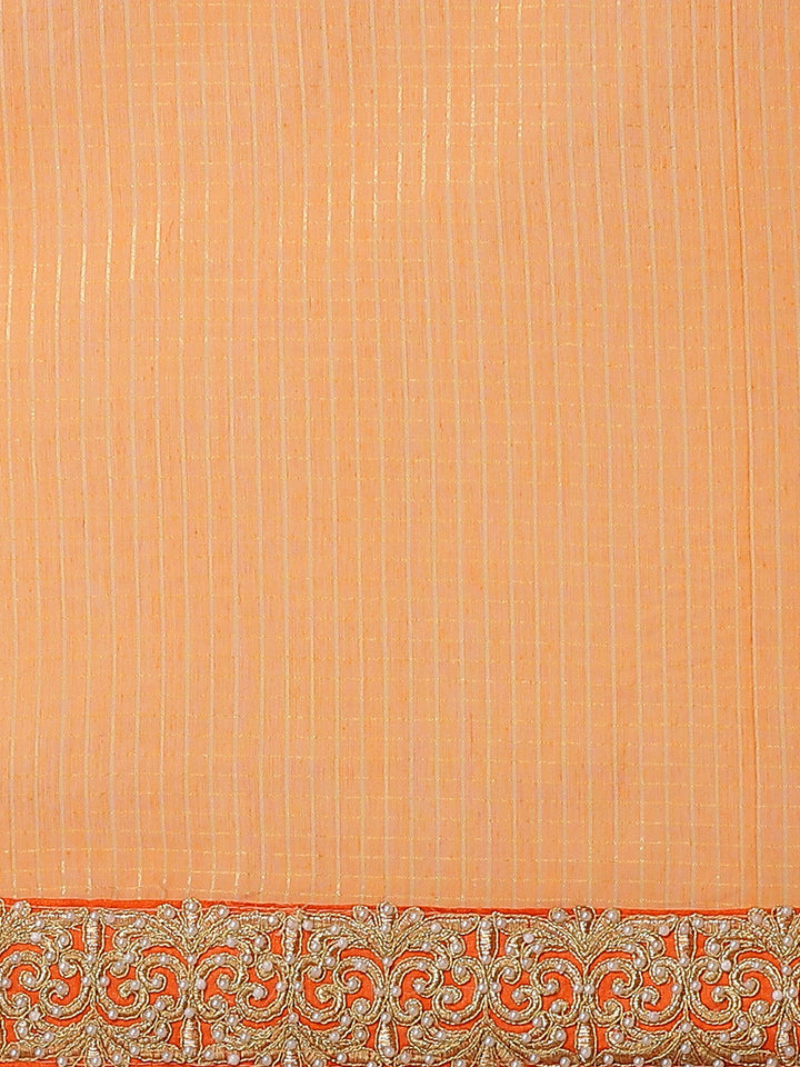 Orange Gharchola Saree With Sequence Border & Embellished Gota Blouse