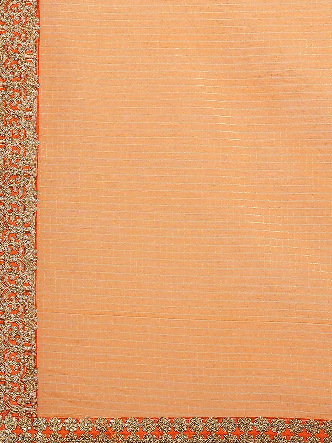 Orange Gharchola Saree With Sequence Border & Embellished Gota Blouse