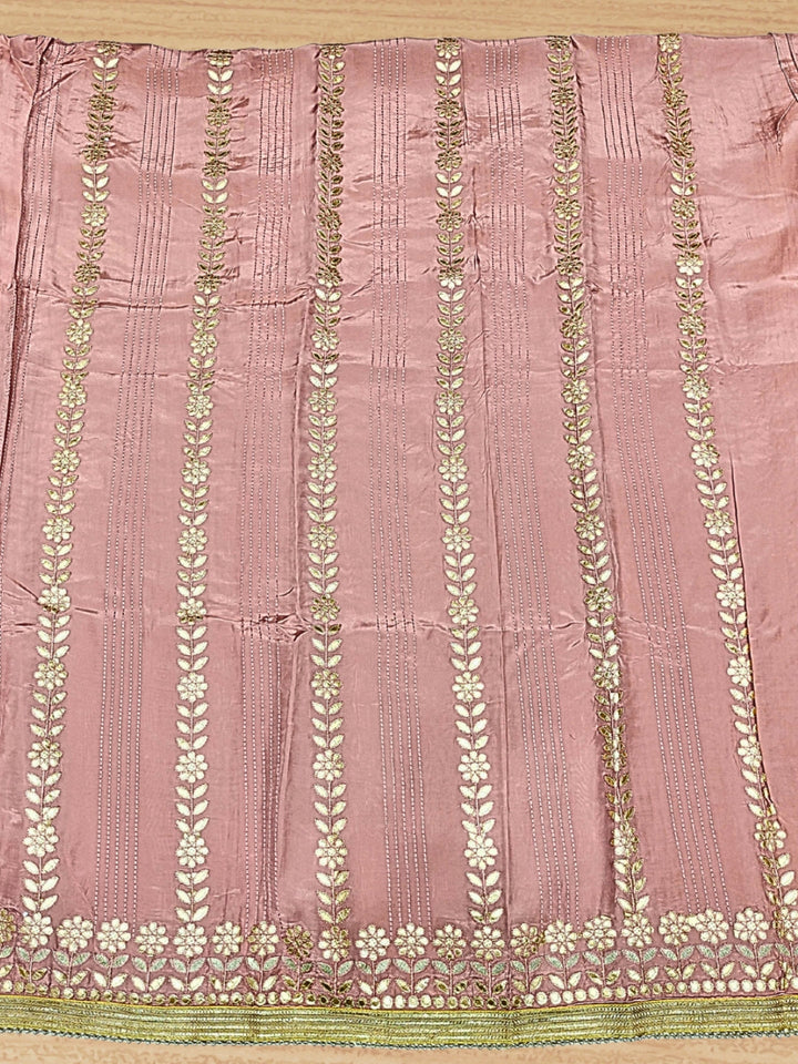 Gota Patti & Reshham Embroidered  Punjabi Suit Dupatta with Striped Floral Pattern