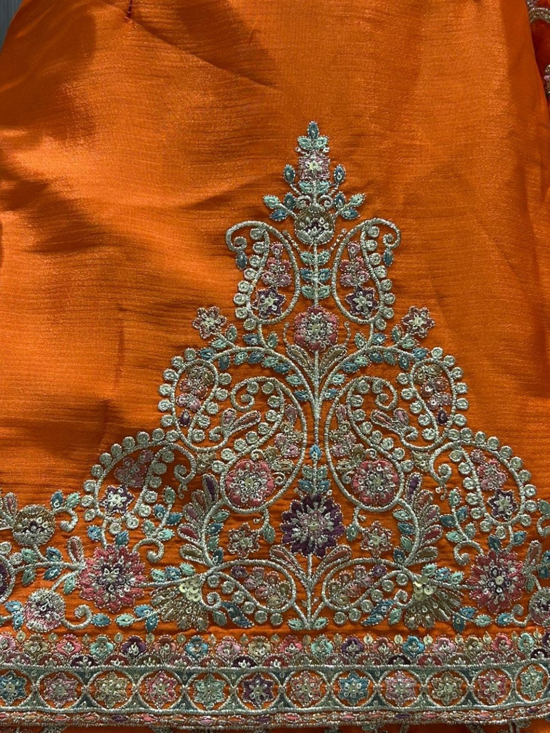 Sequinned Kurta Gharara Set with Zardozi Embroidered Kalis, Paisleys & Scalloped Dupatta