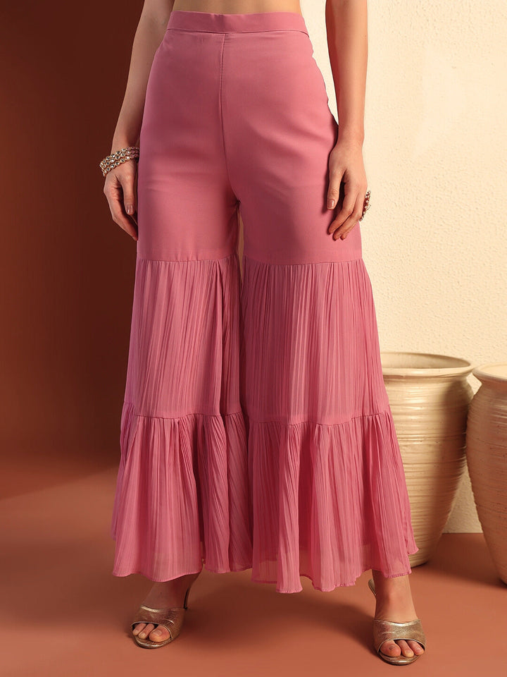 Banarasi Handloom Brocade Kurta Set with Tiered Sharara & Pre-pleated Dupatta