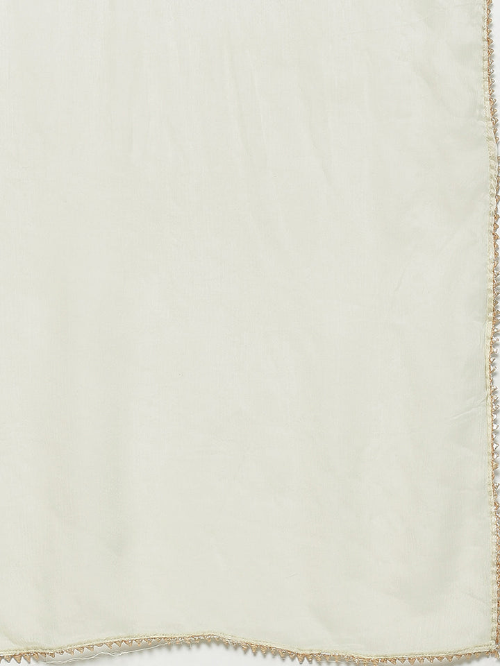 Chicken Embroidered Georgette Kurta Set with Mukaish Shehara & Gota Chiffon Dupatta
