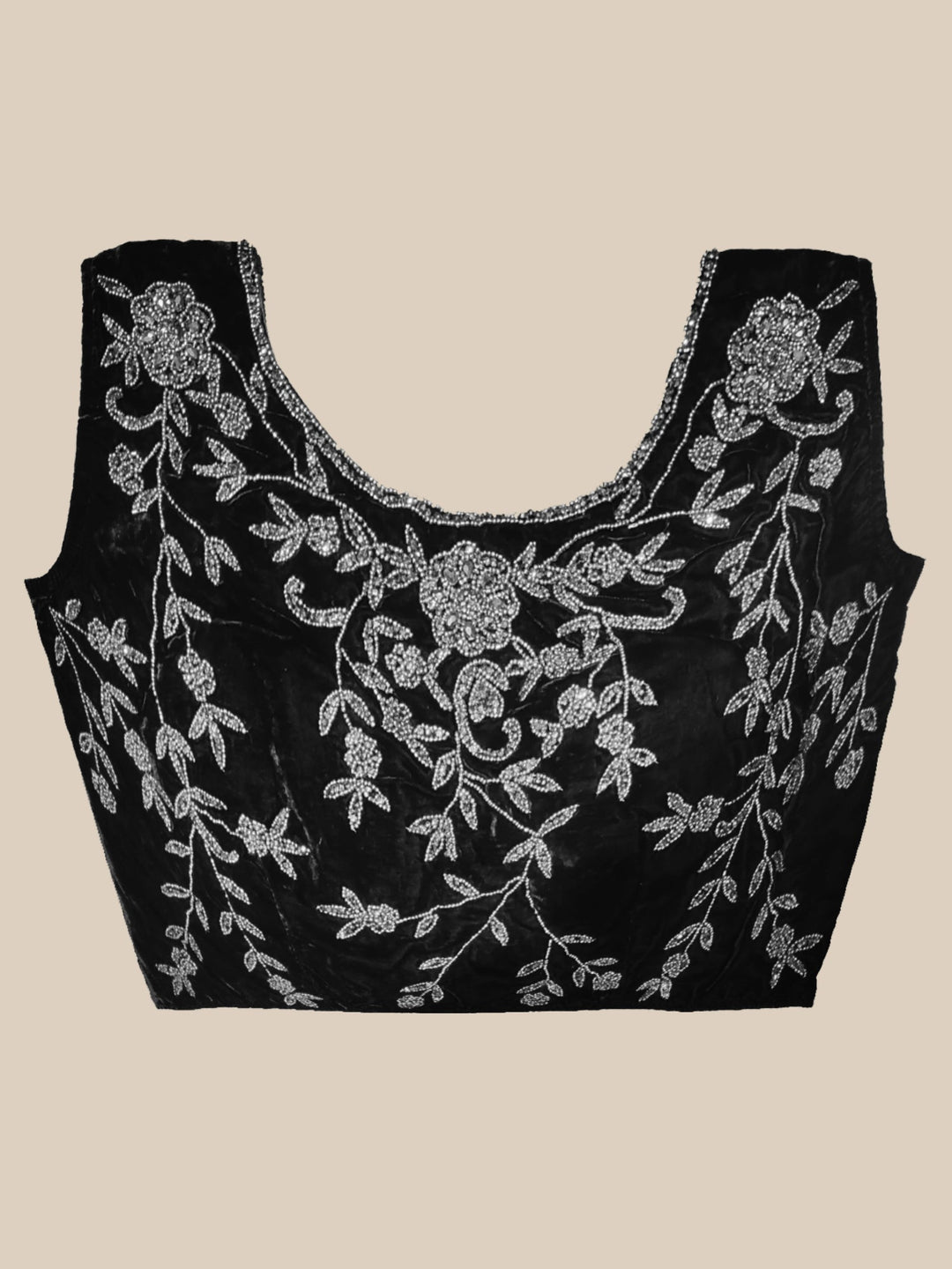 Draped Ruffled Pre-stitched Saree with Embellished Crop Top Blouse