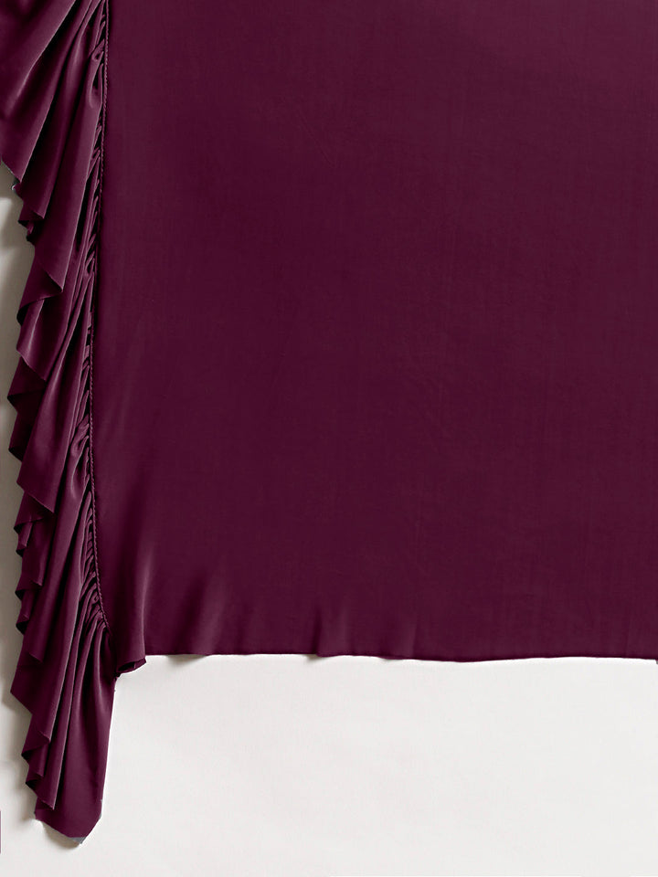 Draped Ruffled Pre-stitched Saree with Embellished Crop Top Blouse