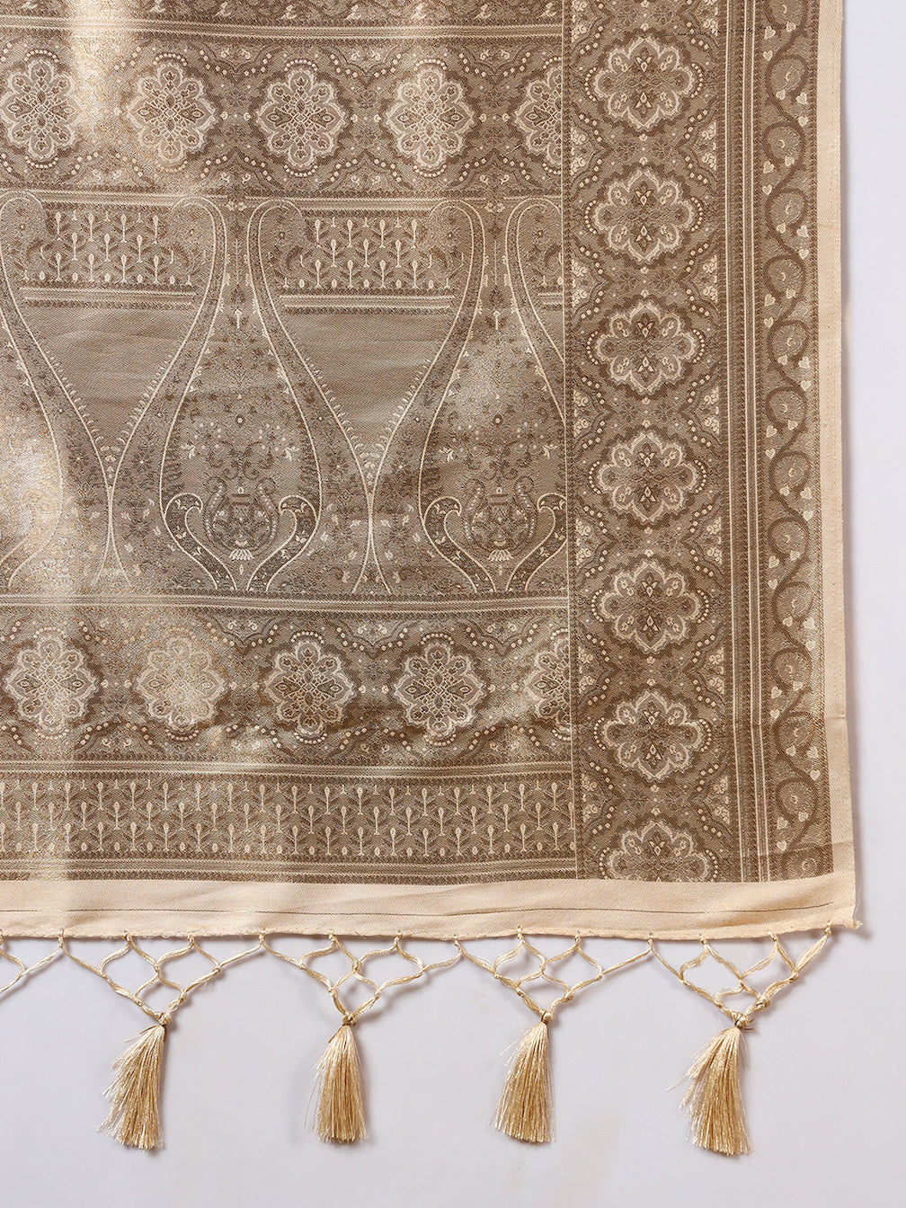 Traditional Banarasi Handloom Silk Saree with Ethnic Zari Paisley Weaving & Jhalar Pallu