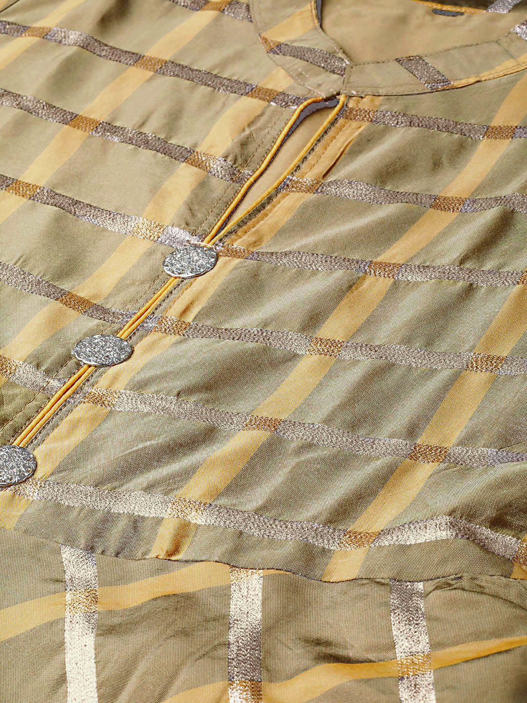 Anarkali Dress with Gota Checked Weaving and Bell Sleeves