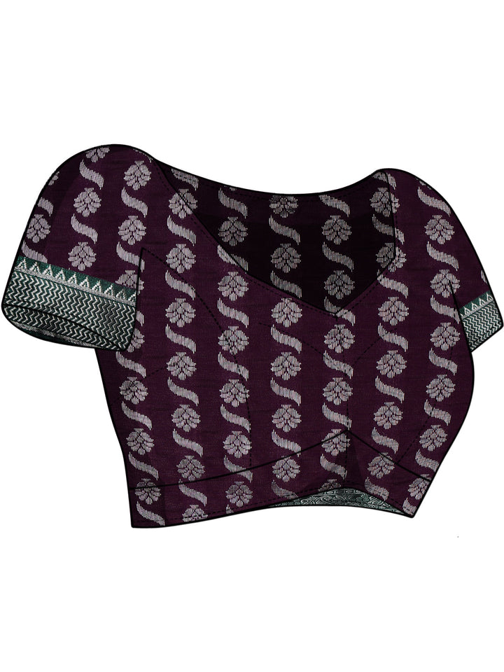 Purple Banarasi Silk Saree with Copper Weaving & Contrast Border