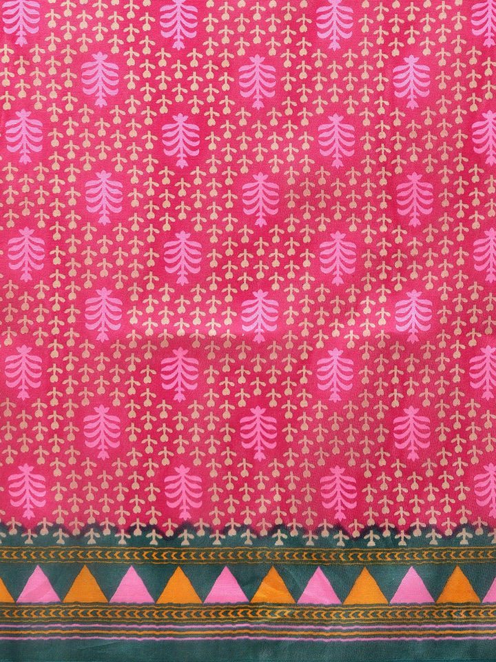 Silk Printed Saree with Patola Floral pattern and temple inspired border