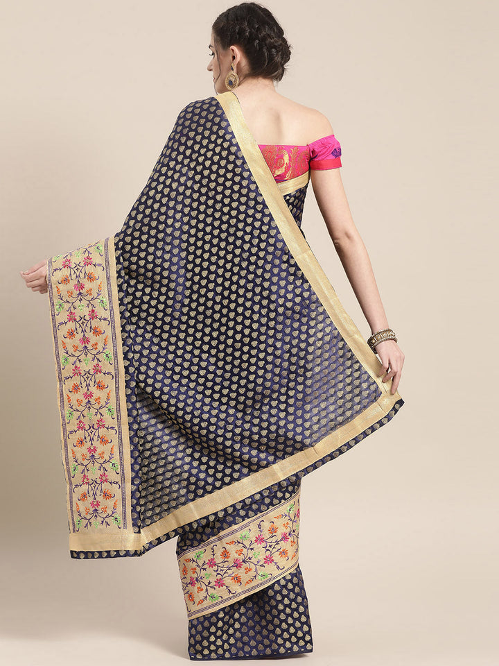 Chanderi Banarasi Silk saree with Resham Embroidery