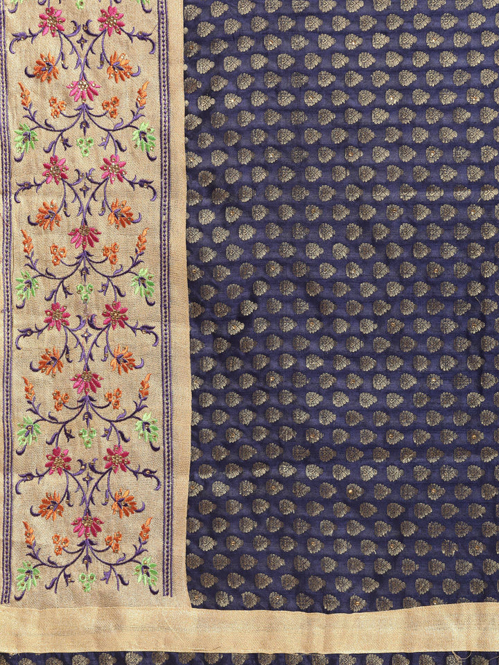 Chanderi Banarasi Silk saree with Resham Embroidery