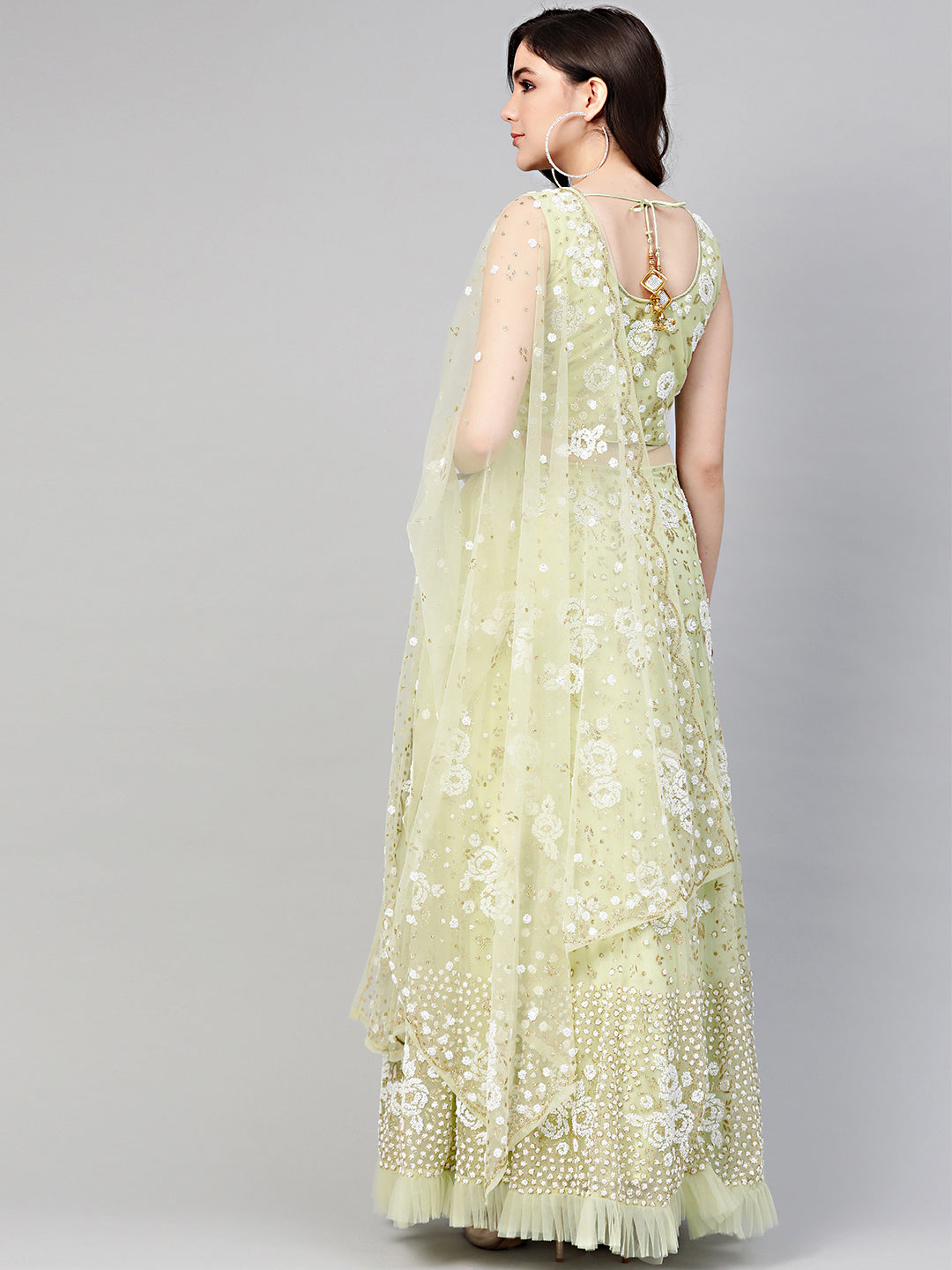 Pearl embellished Cocktail Gown with Pleated Hemline