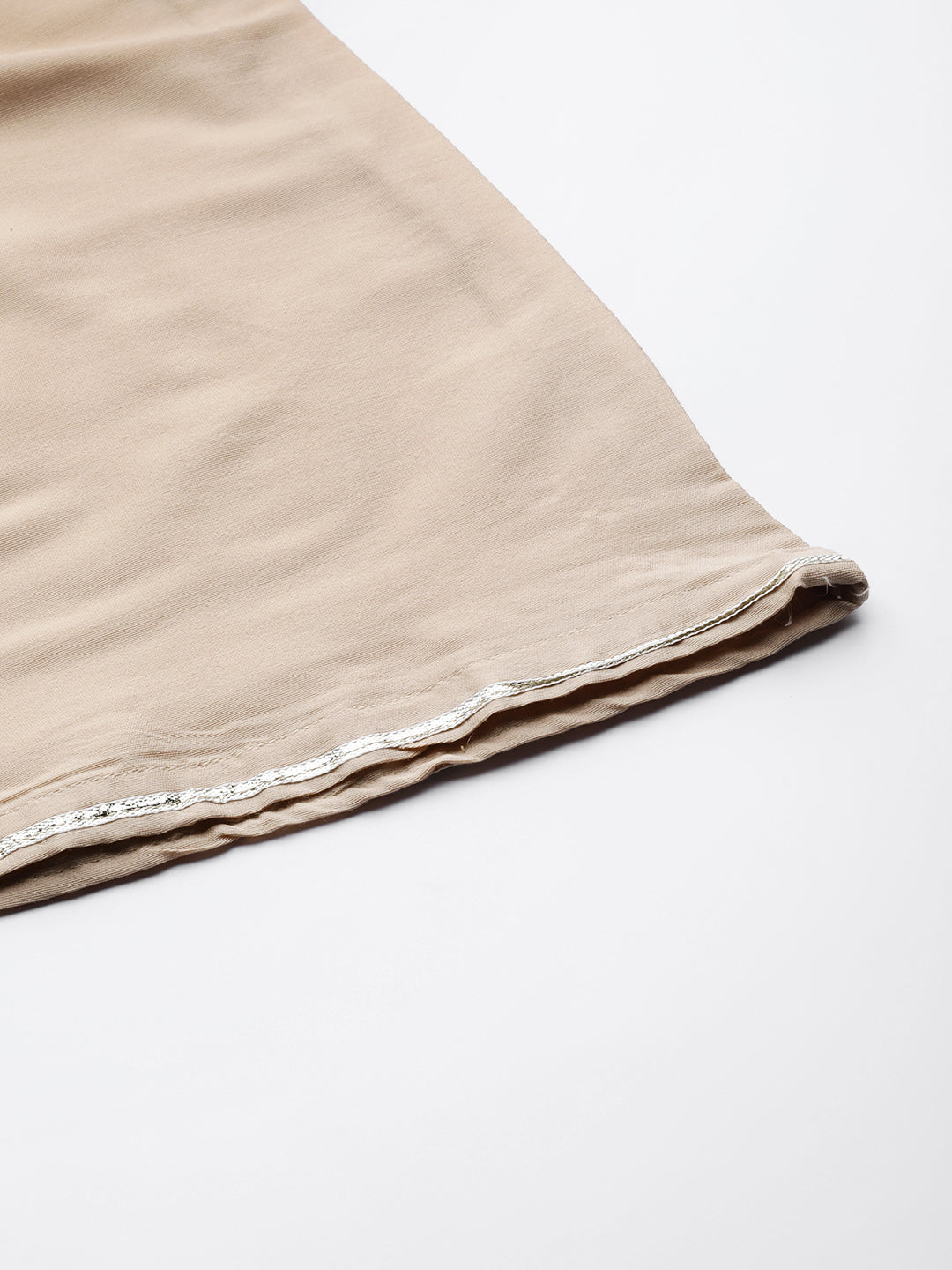 Beige Woven Kurta Set with Banarasi Handloom Dupatta and Palazzo