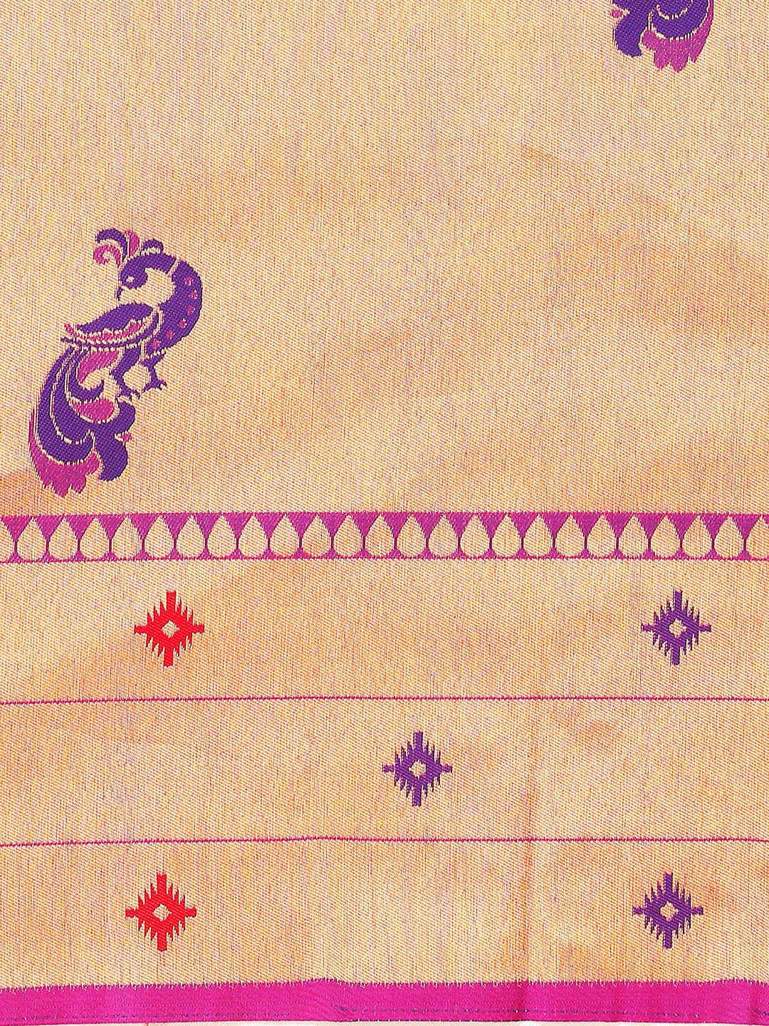 Pink Zari Paithani Silk Handloom Saree with Meenakari Peacock Motifs