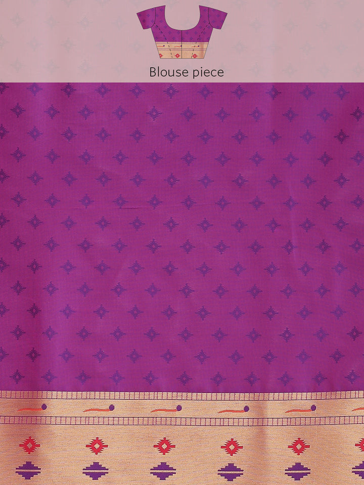 Pink Zari Paithani Silk Handloom Saree with Meenakari Peacock Motifs
