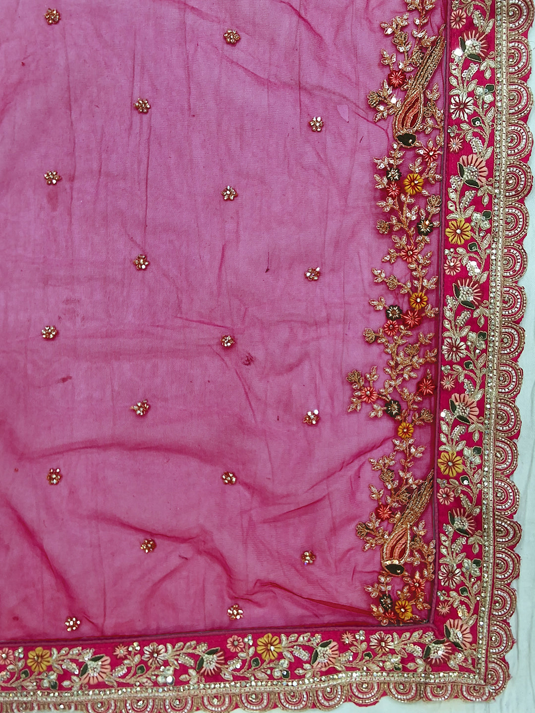 Rani Pink Zari Embroidered Bridal Lehenga Choli with Elephant Motif