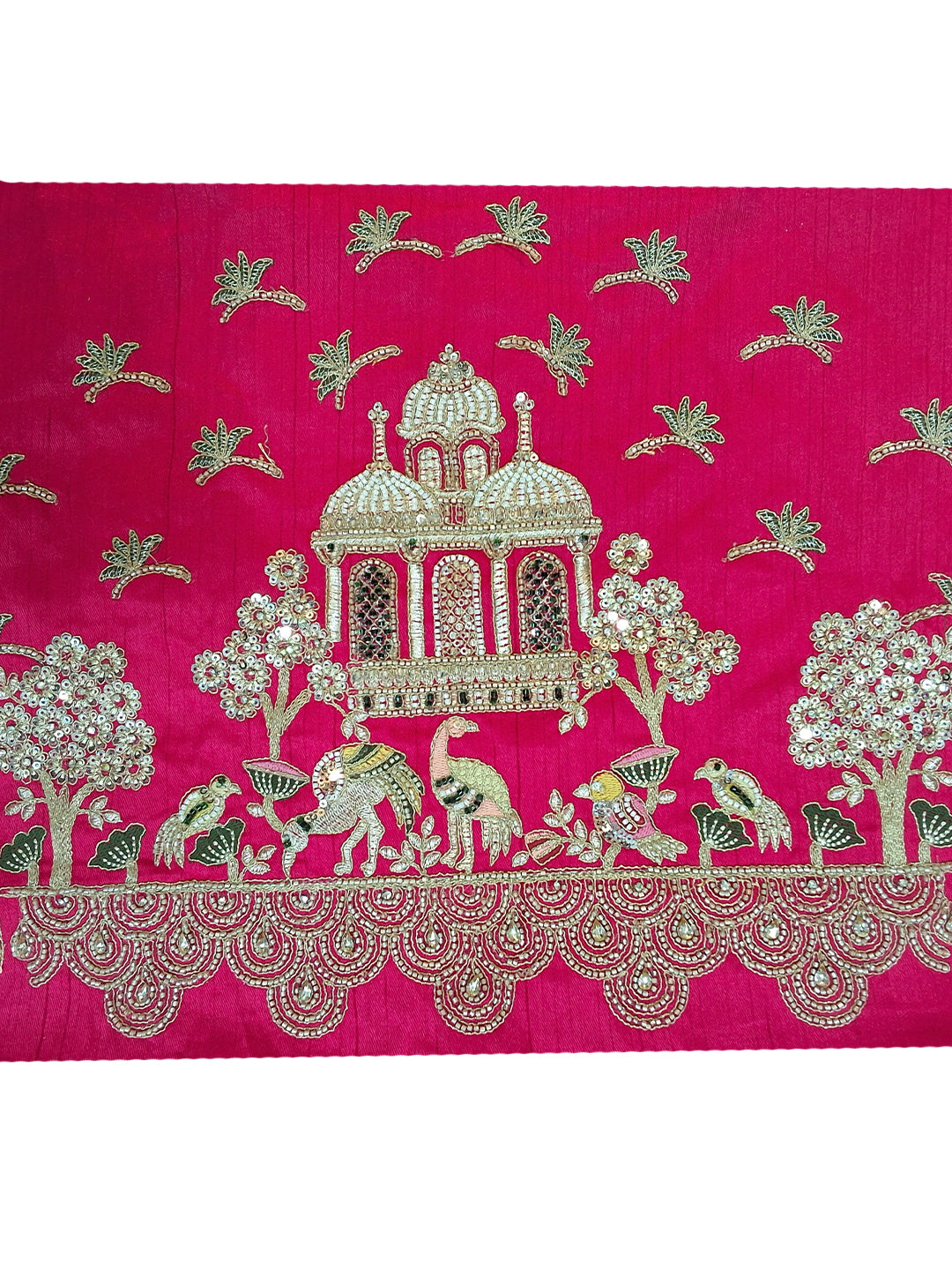 Rani Pink Zari Embroidered Bridal Lehenga Choli with Elephant Motif