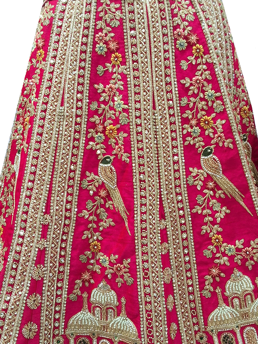Rani Pink Zari Embroidered Bridal Lehenga Choli with Elephant Motif